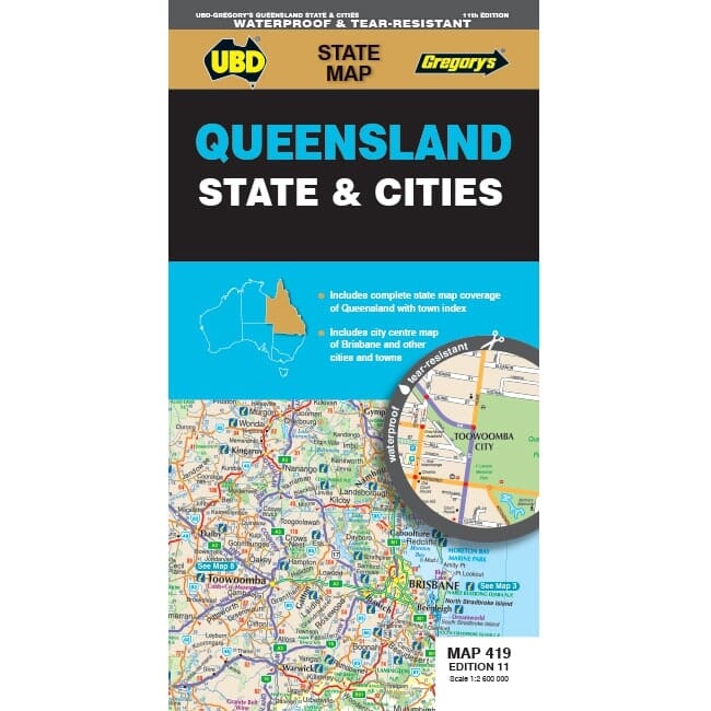 Carte routière n° 419 - Queensland State & Cities | UBD Gregory's carte pliée UBD Gregory's 