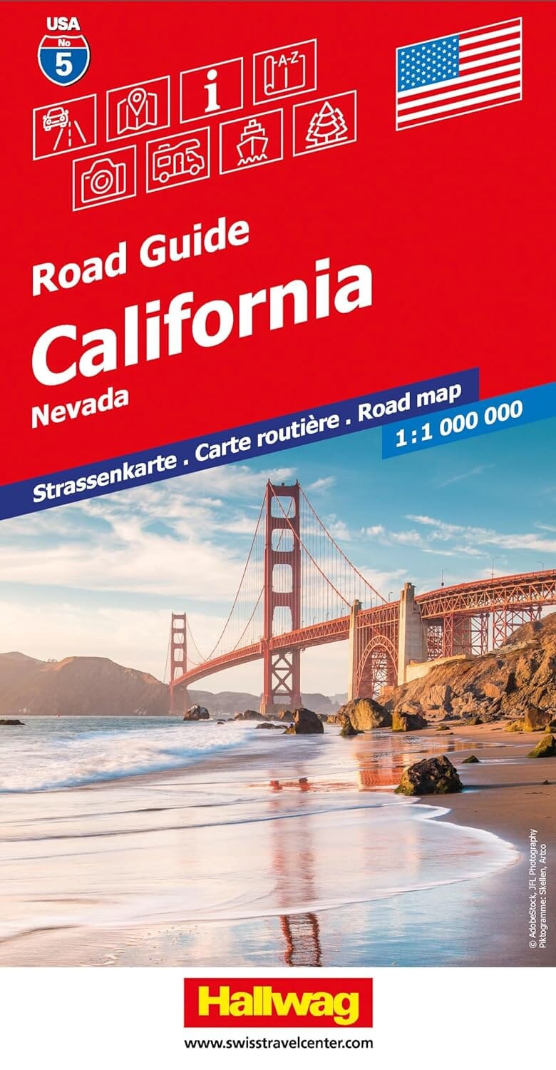 Carte routière n° 5 - Californie et Nevada (USA) | Hallwag carte pliée Hallwag 