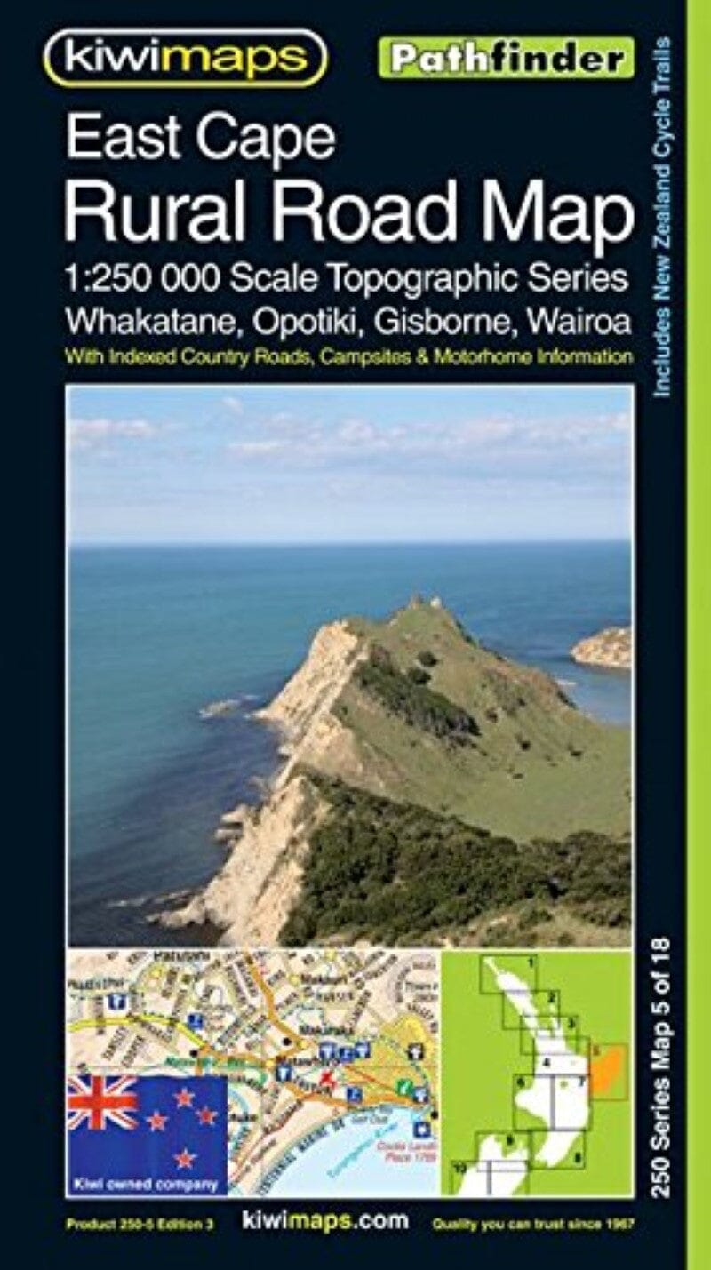 Carte routière n° 5 - Cap Est, routes rurales au 1/250 000 (Nouvelle-Zélande) | Kiwi Maps carte pliée Kiwi Maps 