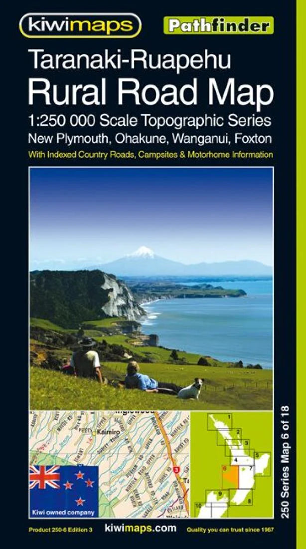 Carte routière n° 6 - Taranaki, Ruapehu, New Plymouth, Ohakune, Wanganui, Foxton, routes rurales au 1/250 000 (Nouvelle-Zélande) | Kiwi Maps carte pliée Kiwi Maps 