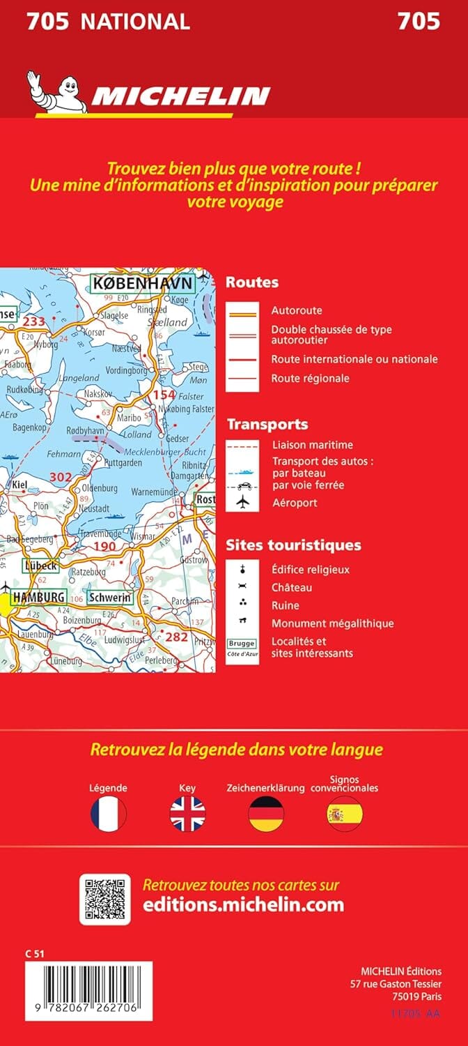 Carte routière n° 705 - Europe 2024 | Michelin carte de voyage Michelin 
