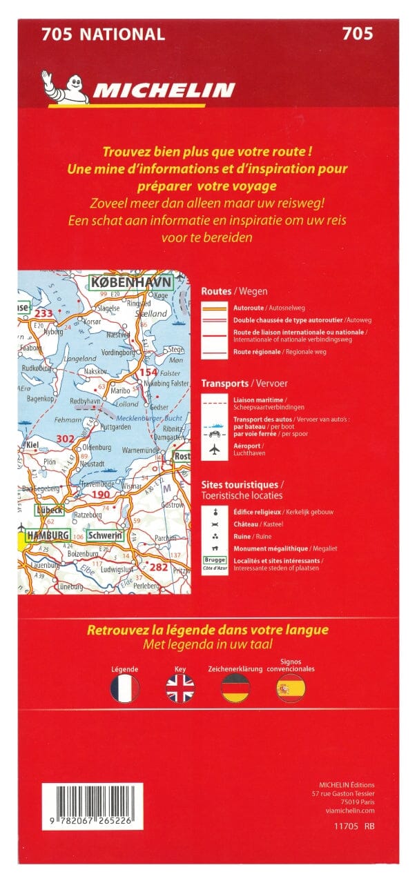 Carte routière n° 705 - Europe 2025 (multilingue) | Michelin carte pliée Michelin 