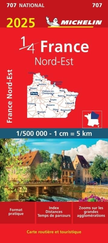 Carte routière n° 707 - 1/4 France - Nord-Est 2025 | Michelin carte pliée Michelin 