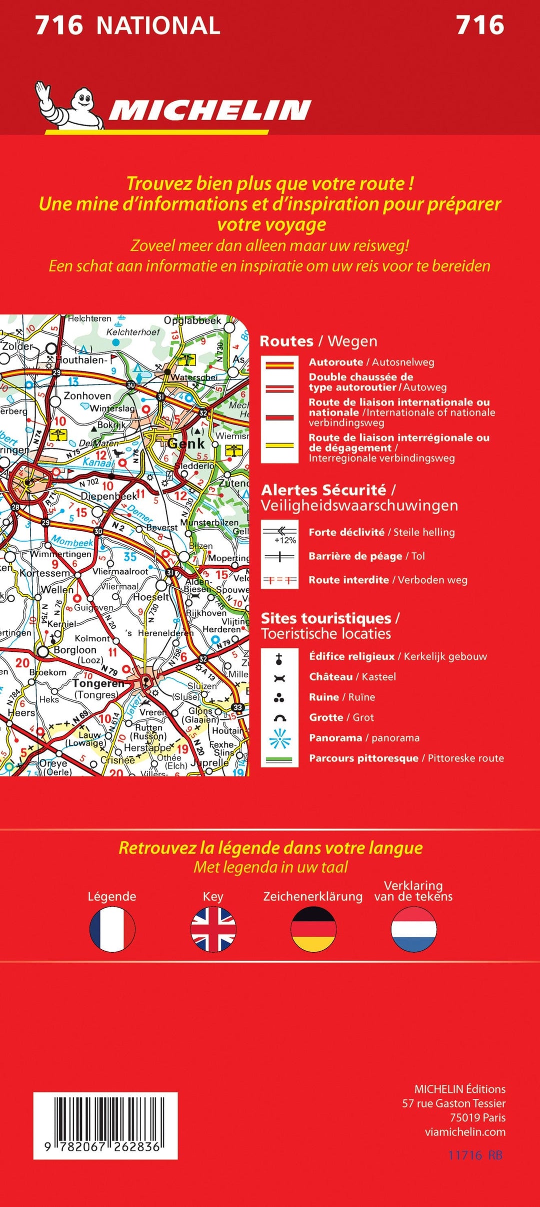 Carte routière n° 716 - Belgique & Luxembourg 2024 | Michelin carte pliée Michelin 