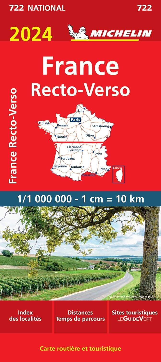 Carte routière n° 722 - France, recto-verso 2024 | Michelin carte pliée Michelin 