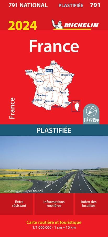Carte routière n° 791 - France plastifiée 2024 | Michelin carte pliée Michelin 