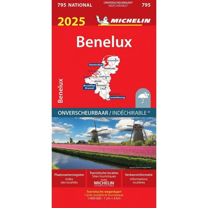 Carte routière n° 795 - Benelux (indéchirable) 2025 | Michelin carte pliée Michelin 