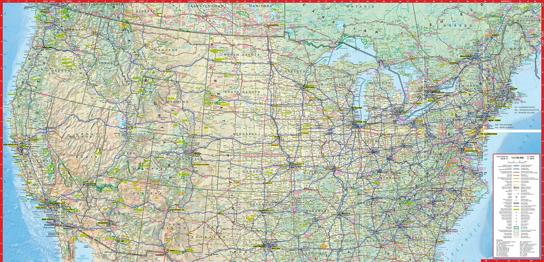 Carte routière plastifiée - États-Unis | Express Map carte pliée Express Map 