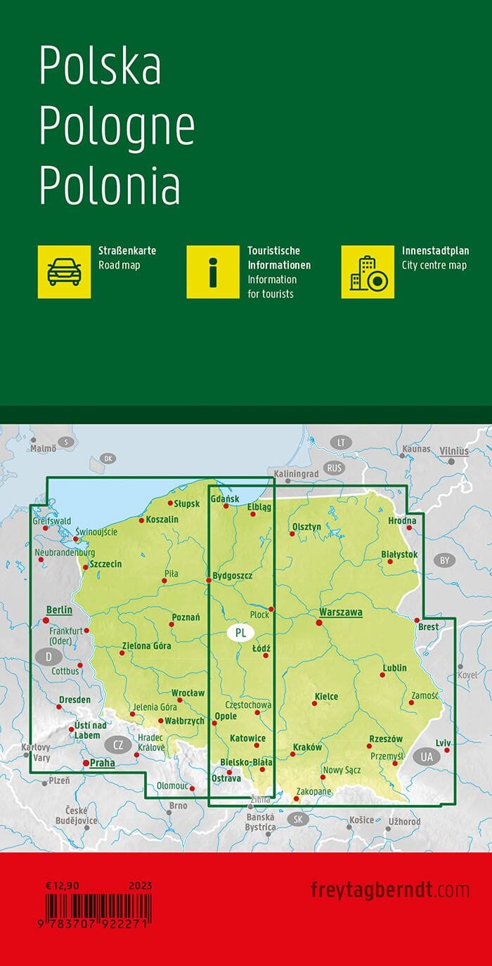 Carte routière - Pologne au 1/500,000 | Freytag & Berndt carte pliée Freytag & Berndt 