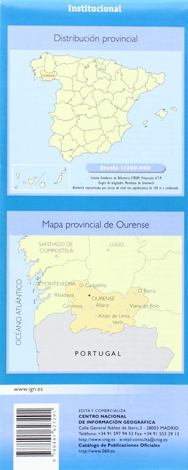 Carte routière provinciale - Ourense (Galice, Espagne), n° 34 | CNIG carte pliée CNIG 