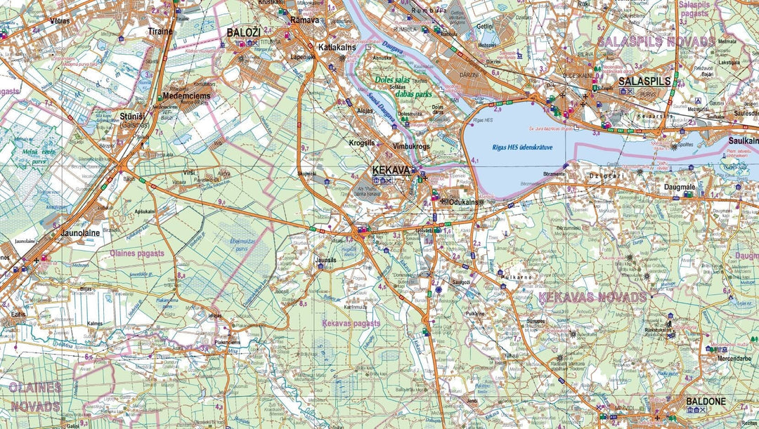 Carte routière - Riga et environs | Jana Seta carte pliée Jana Seta 