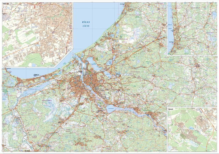 Carte routière - Riga et environs | Jana Seta carte pliée Jana Seta 