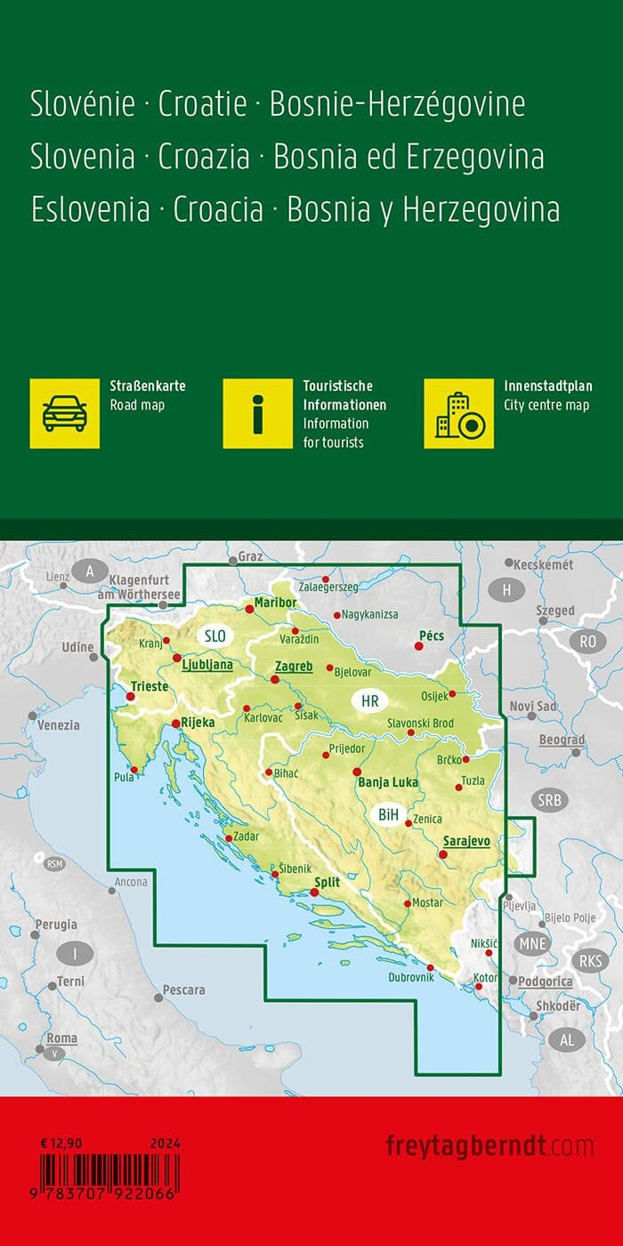 Carte routière - Slovénie, Croatie & Bosnie | Freytag & Berndt carte pliée Freytag & Berndt 