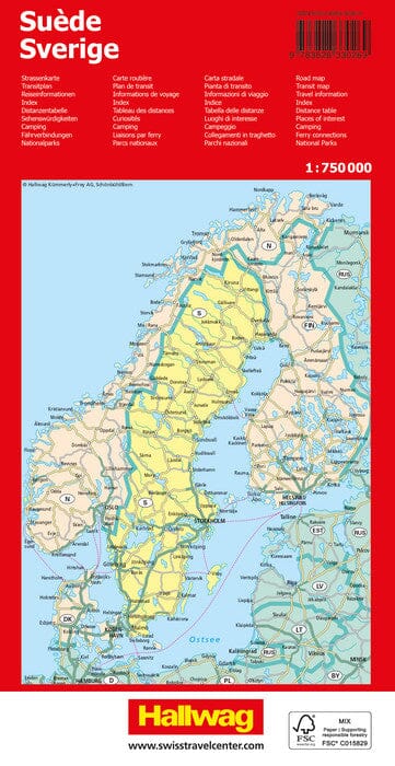 Carte routière - Suède | Hallwag carte pliée Hallwag 