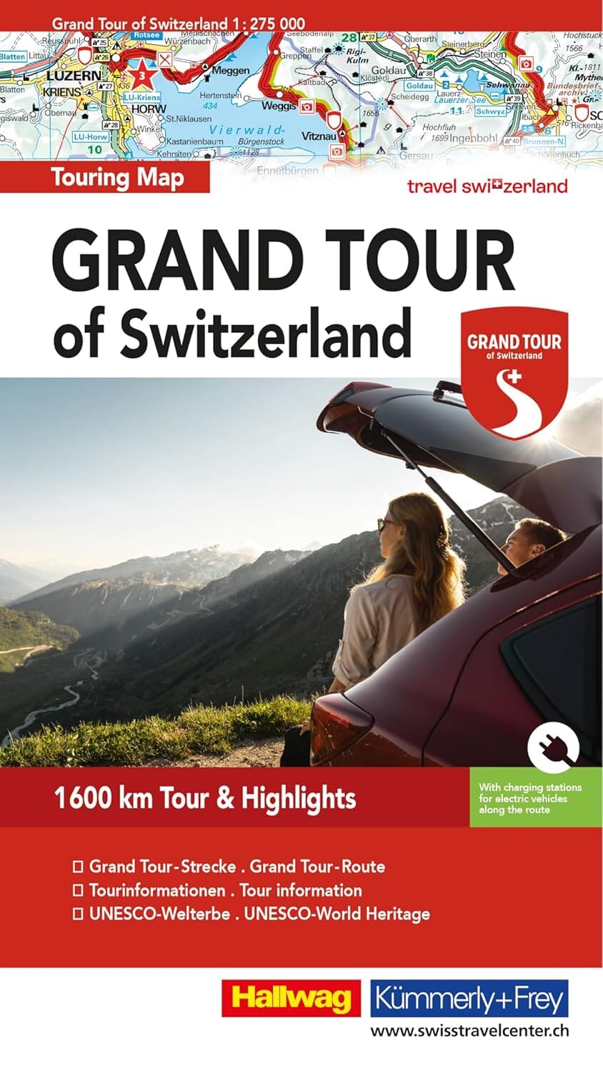 Carte routière touristique - Grand tour de Suisse | Hallwag carte de voyage Hallwag 