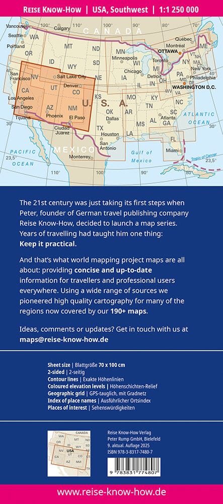 Carte routière USA n° 7 - USA Sud-ouest | Reise Know How carte de voyage Reise Know-How 