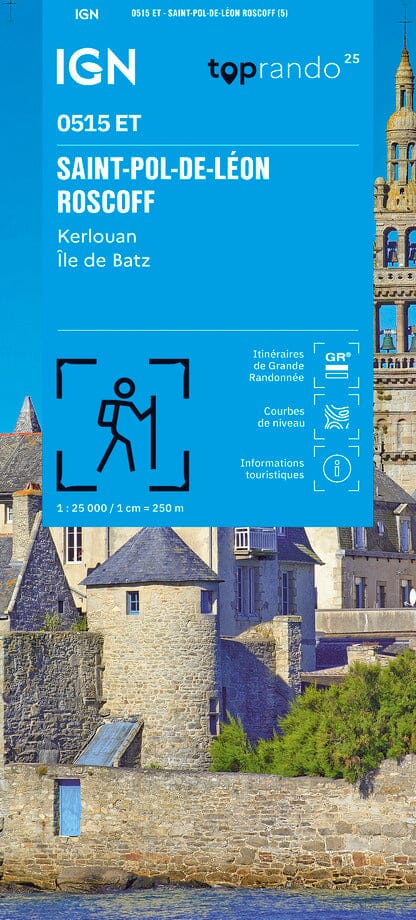 Carte TOP 25 n° 0515 ET - Saint-Paul-de-Léon, Roscoff, Kerlouan, Ile de Batz | IGN carte pliée IGN 