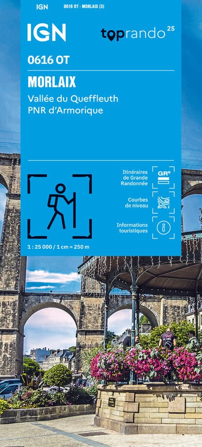 Carte TOP 25 n° 0616 OT - Morlaix, Vallée du Queffleuth, PNR d'Armorique | IGN carte pliée IGN 