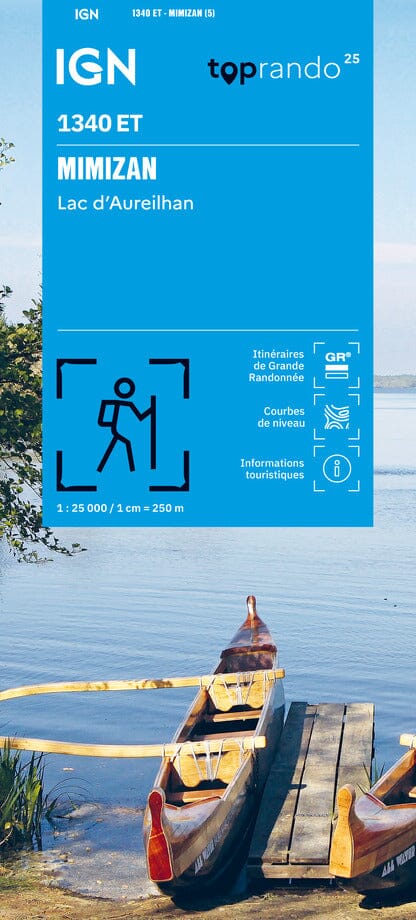 Carte TOP 25 n° 1340 ET - Mimizan, Lac d'Aureilhan | IGN carte pliée IGN 