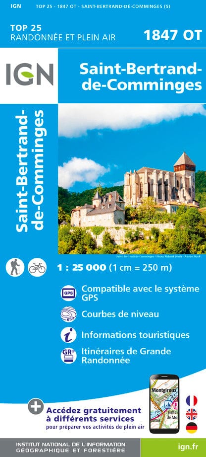 Carte TOP 25 n° 1847 OT - Saint-Bertrand-de-Cominges (Pyrénées) | IGN carte pliée IGN 