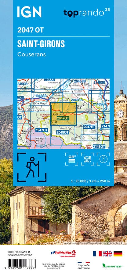 Carte TOP 25 n° 2047 OT - Saint-Girons & Couserans (Pyrénées) | IGN carte pliée IGN 