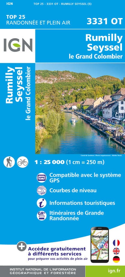 Carte TOP 25 n° 3331 OT - Rumilly, Seyssel (Alpes) | IGN carte pliée IGN 