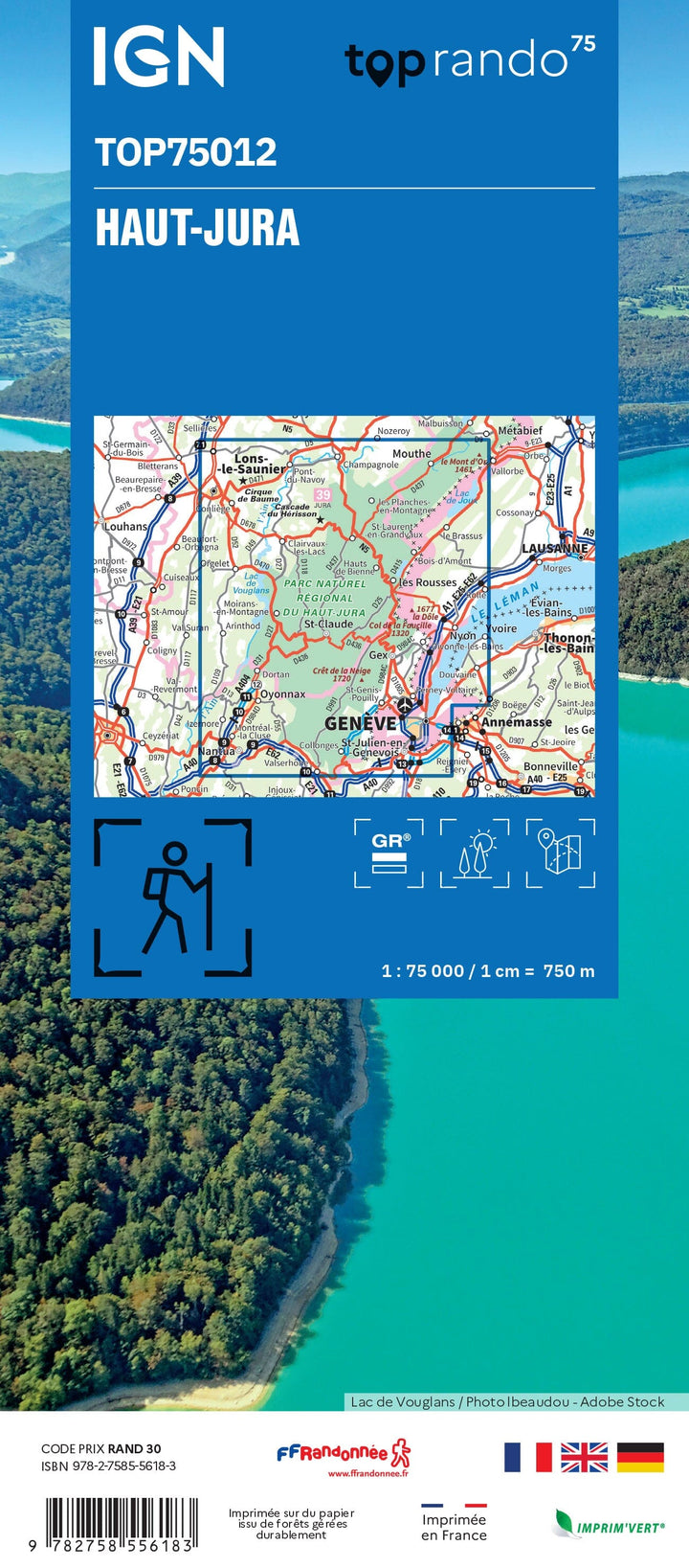 Carte TOP 75 n° 12 - Haut-Jura | IGN carte pliée IGN 