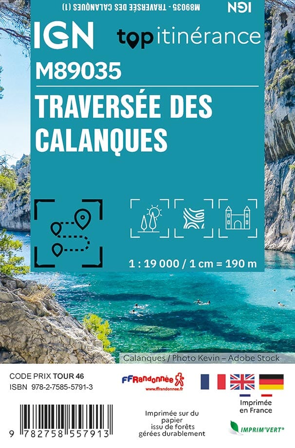 Carte Top itinérance Mini n° M89035 - Traversée des calanques | IGN carte pliée IGN 