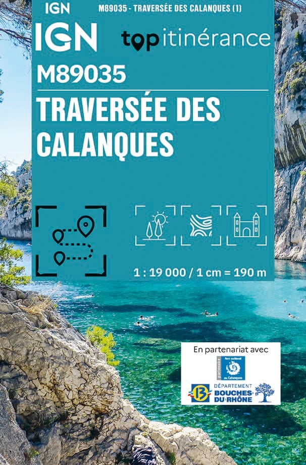 Carte Top itinérance Mini n° M89035 - Traversée des calanques | IGN carte pliée IGN 