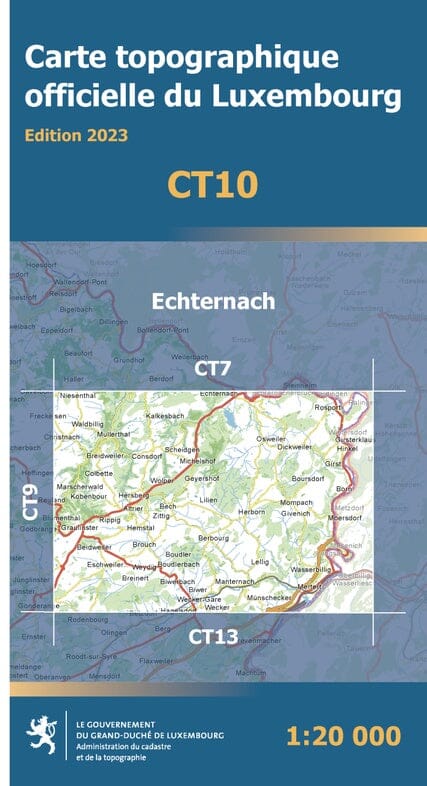 Carte topographique CT10 - Echternach (Grand-Duché de Luxembourg) carte pliée Service topographique du Luxembourg 