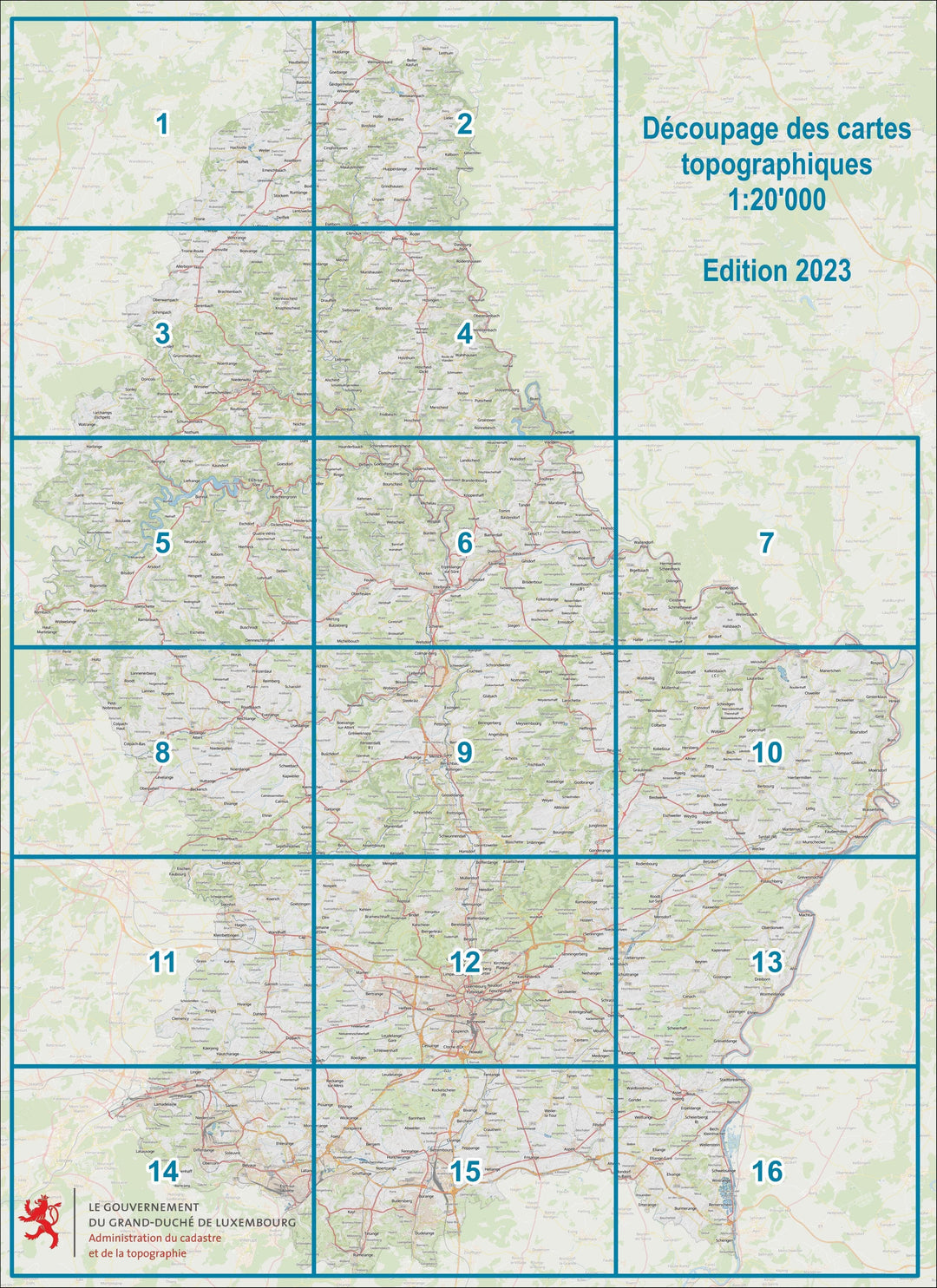 Carte topographique CT8 - Redange / Attert (Grand-Duché de Luxembourg) carte de randonnée Service topographique du Luxembourg 