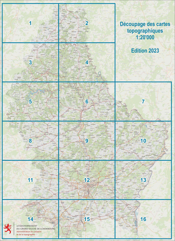 Carte topographique CT8 - Redange / Attert (Grand-Duché de Luxembourg) carte de randonnée Service topographique du Luxembourg 