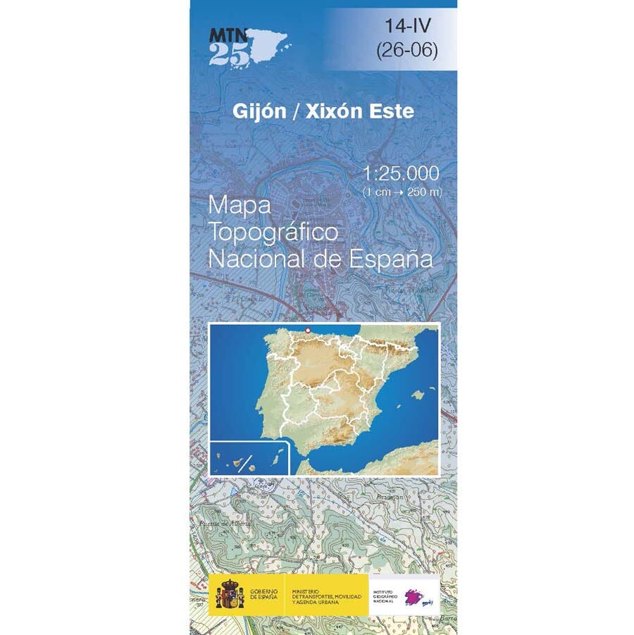 Carte topographique de l'Espagne n° 0014.4 - Gijón Este | CNIG - 1/25 000 carte pliée CNIG 