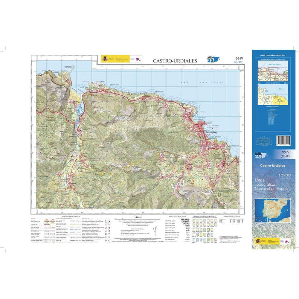 Carte topographique de l'Espagne n° 0036.4 - Castro-Urdiales | CNIG - 1/25 000 carte pliée CNIG 