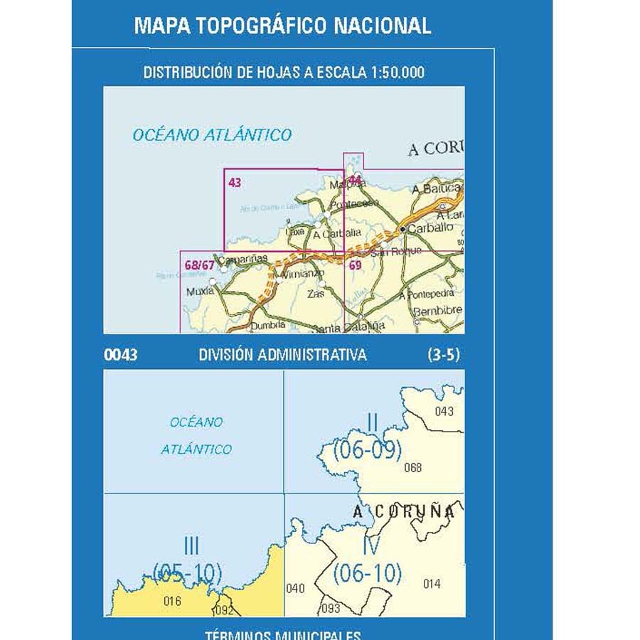 Carte topographique de l'Espagne n° 0043.3 - Camelle | CNIG - 1/25 000 carte pliée CNIG 