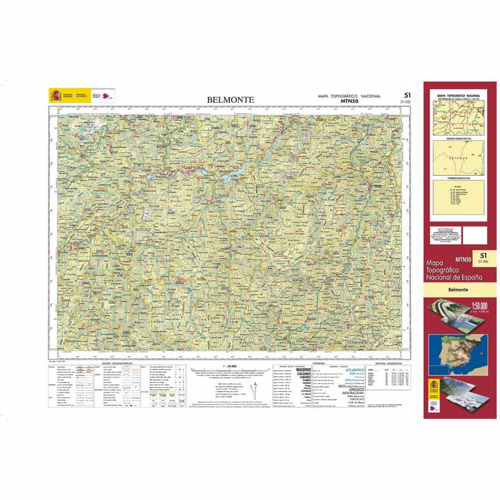 Carte topographique de l'Espagne n° 0051 - Belmonte | CNIG - 1/50 000 carte pliée CNIG 