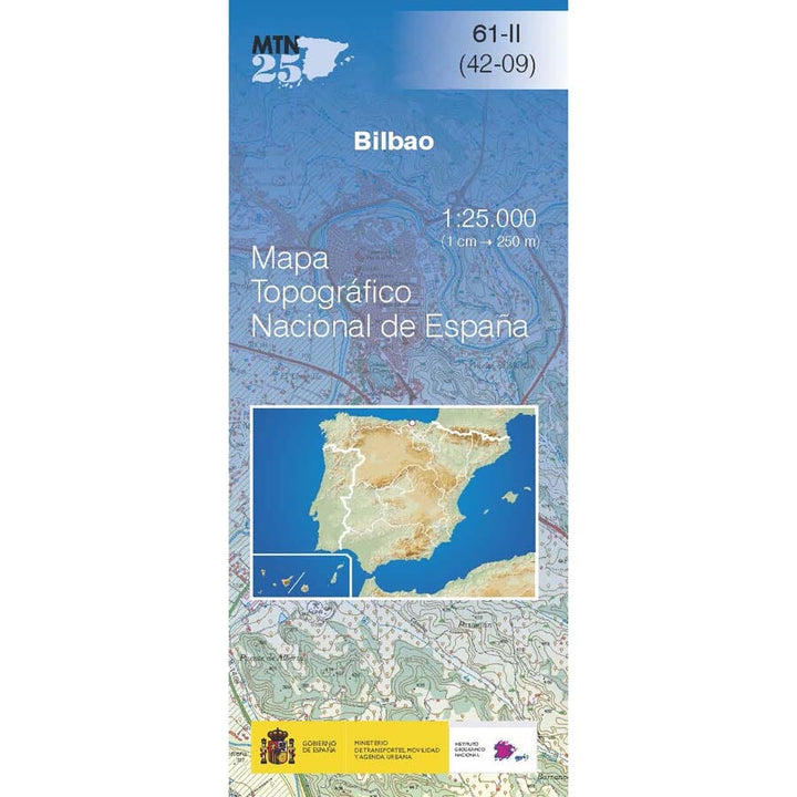 Carte topographique de l'Espagne n° 0061.2 - Bilbao | CNIG - 1/25 000 carte pliée CNIG 