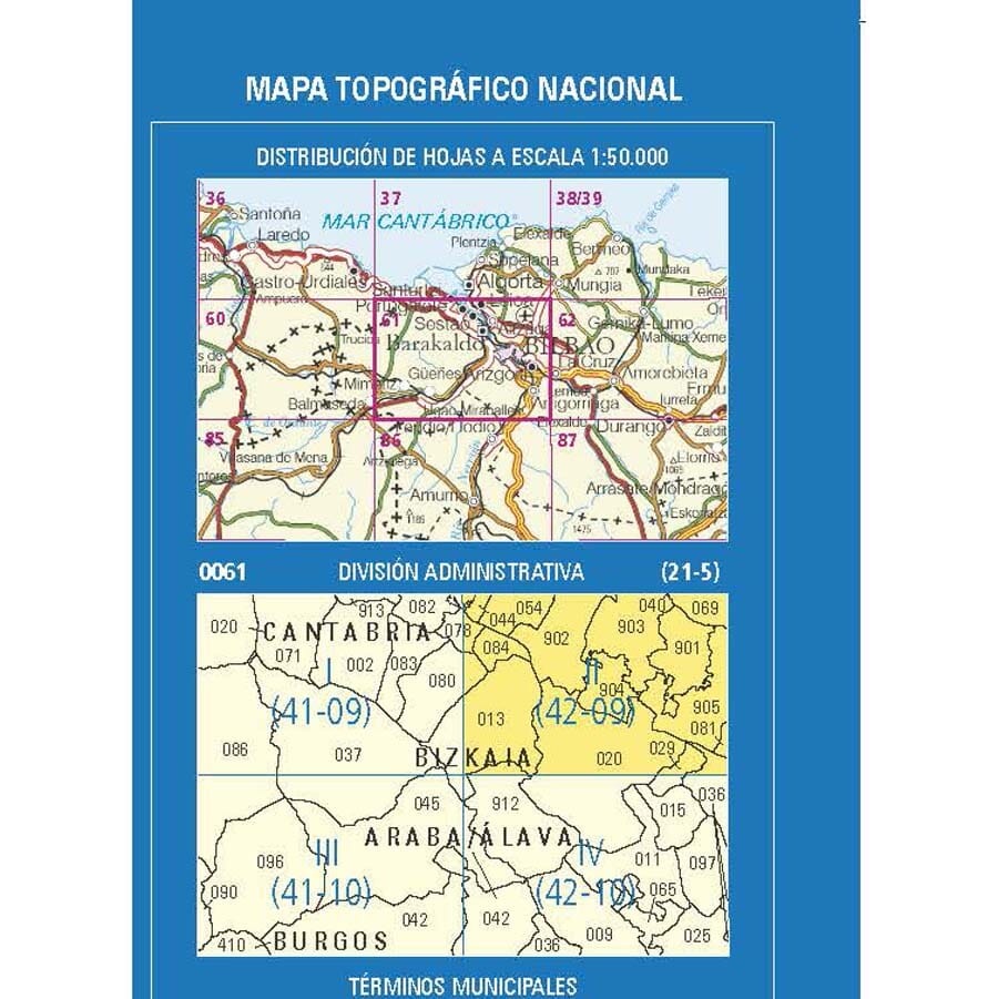 Carte topographique de l'Espagne n° 0061.2 - Bilbao | CNIG - 1/25 000 carte pliée CNIG 