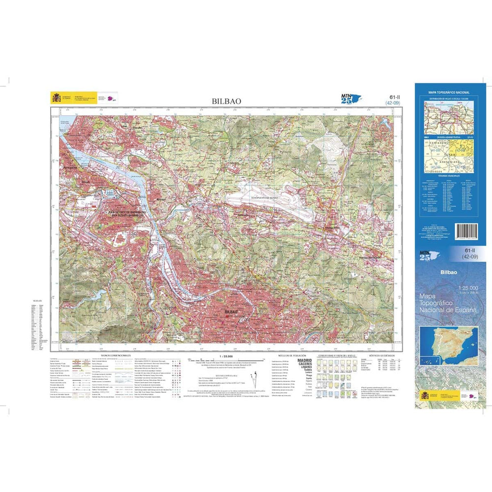 Carte topographique de l'Espagne n° 0061.2 - Bilbao | CNIG - 1/25 000 carte pliée CNIG 