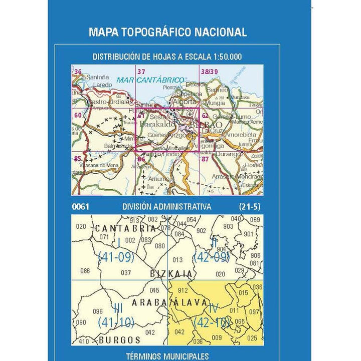 Carte topographique de l'Espagne n° 0061.4 - Arizgoiti | CNIG - 1/25 000 carte pliée CNIG 