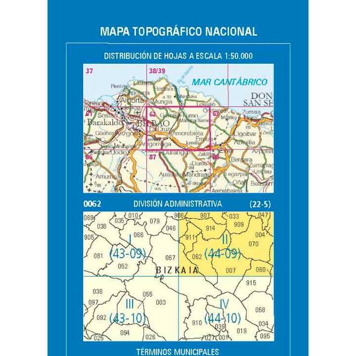 Carte topographique de l'Espagne n° 0062.2 - Gernika-Lumo | CNIG - 1/25 000 carte pliée CNIG 