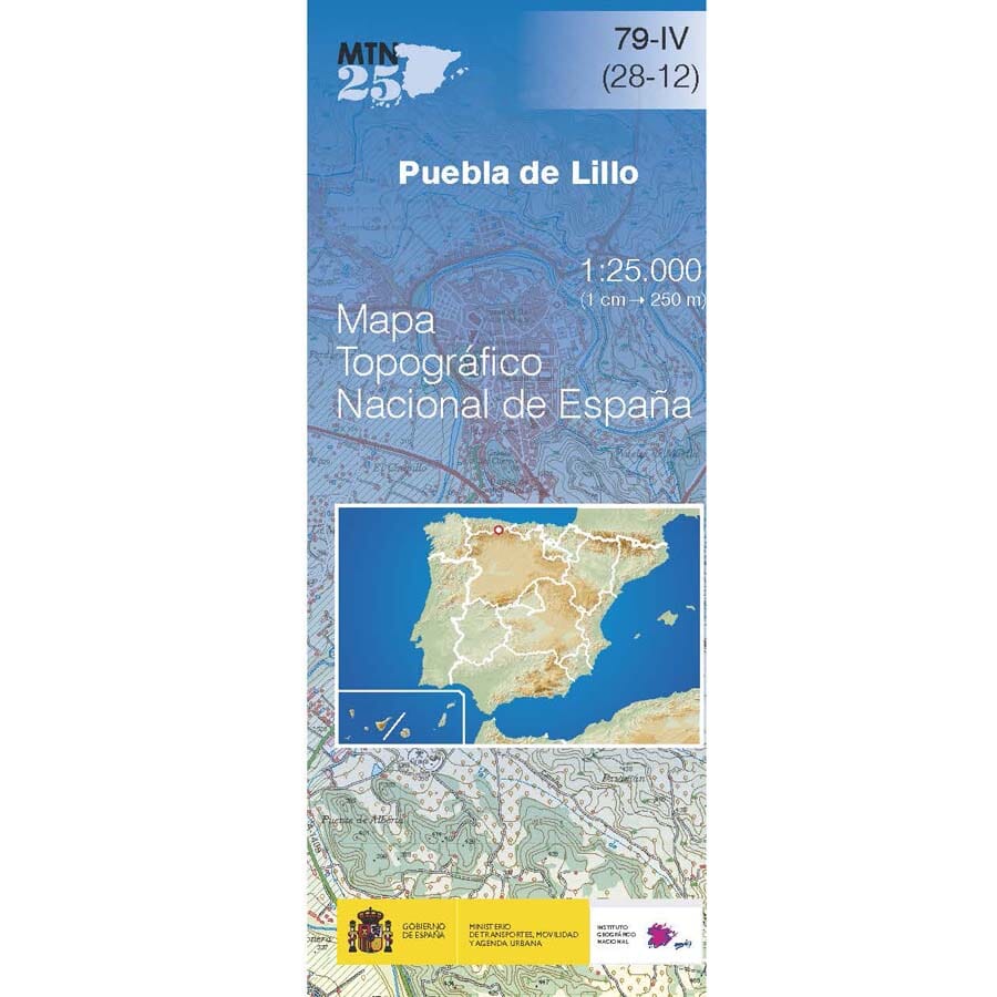 Carte topographique de l'Espagne n° 0079.4 - Puebla de Lillo | CNIG - 1/25 000 carte pliée CNIG 