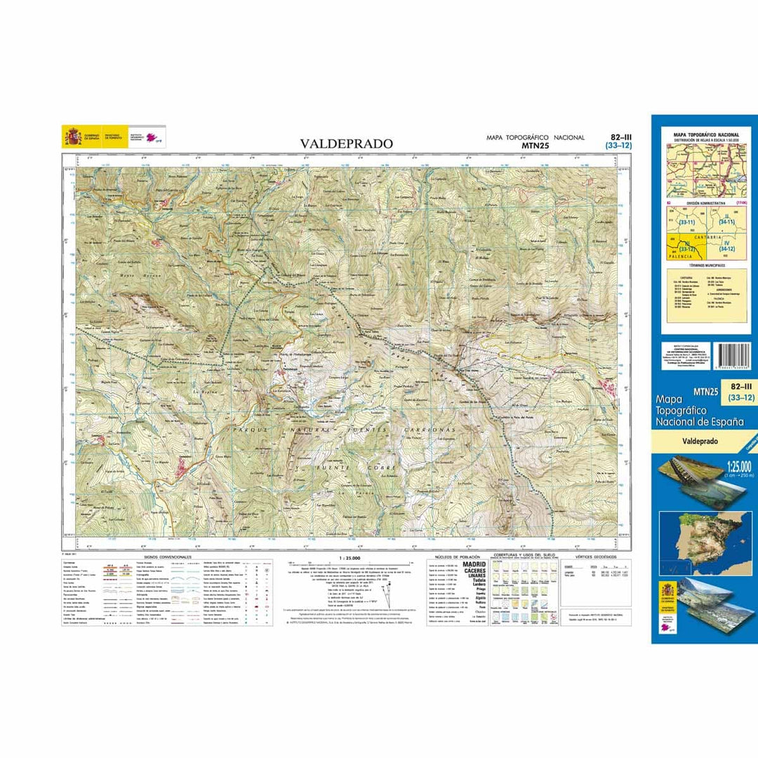 Carte topographique de l'Espagne n° 0082.3 - Valdeprado | CNIG - 1/25 000 carte pliée CNIG 