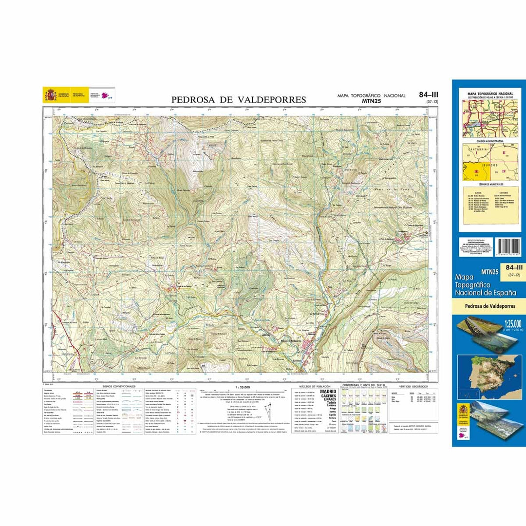 Carte topographique de l'Espagne n° 0084.3 - Pedrosa de Valdeporres | CNIG - 1/25 000 carte pliée CNIG 