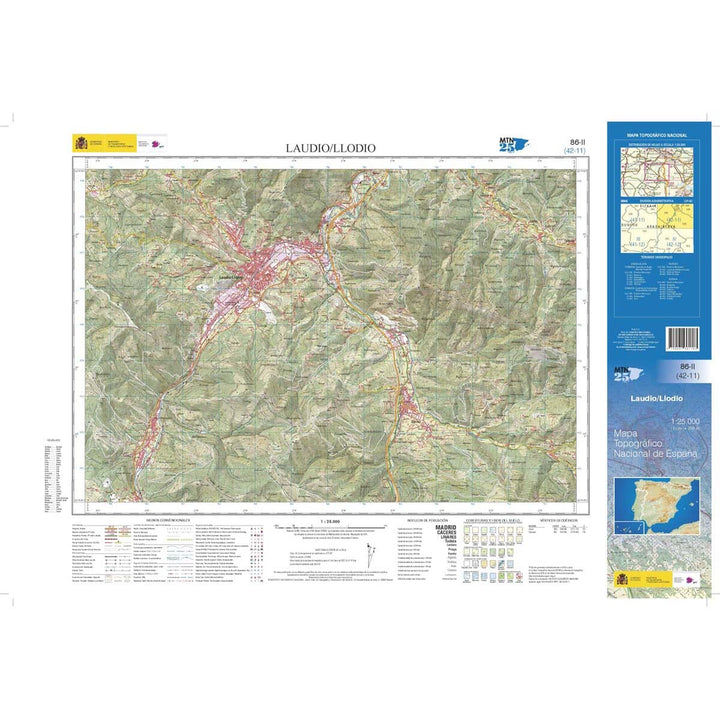 Carte topographique de l'Espagne n° 0086.2 - Laudio / Llodio | CNIG - 1/25 000 carte pliée CNIG 