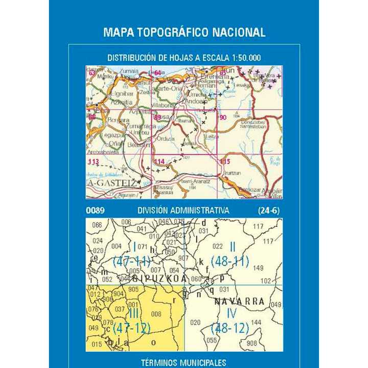 Carte topographique de l'Espagne n° 0089.3 - Ordizia | CNIG - 1/25 000 carte pliée CNIG 