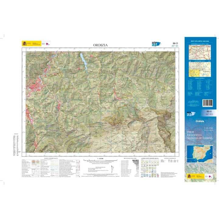 Carte topographique de l'Espagne n° 0089.3 - Ordizia | CNIG - 1/25 000 carte pliée CNIG 