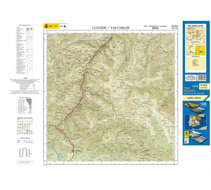 Carte topographique de l'Espagne n° 0091.4/2 - Luzaide / Valcarlos | CNIG - 1/25 000 carte pliée CNIG 