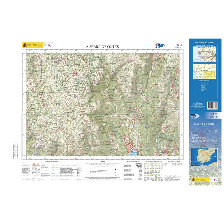 Carte topographique de l'Espagne n° 0093.4 - A Serra de Outes | CNIG - 1/25 000 carte pliée CNIG 