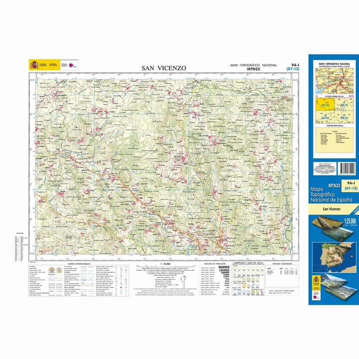 Carte topographique de l'Espagne n° 0094.1 - San Vicenzo | CNIG - 1/25 000 carte pliée CNIG 